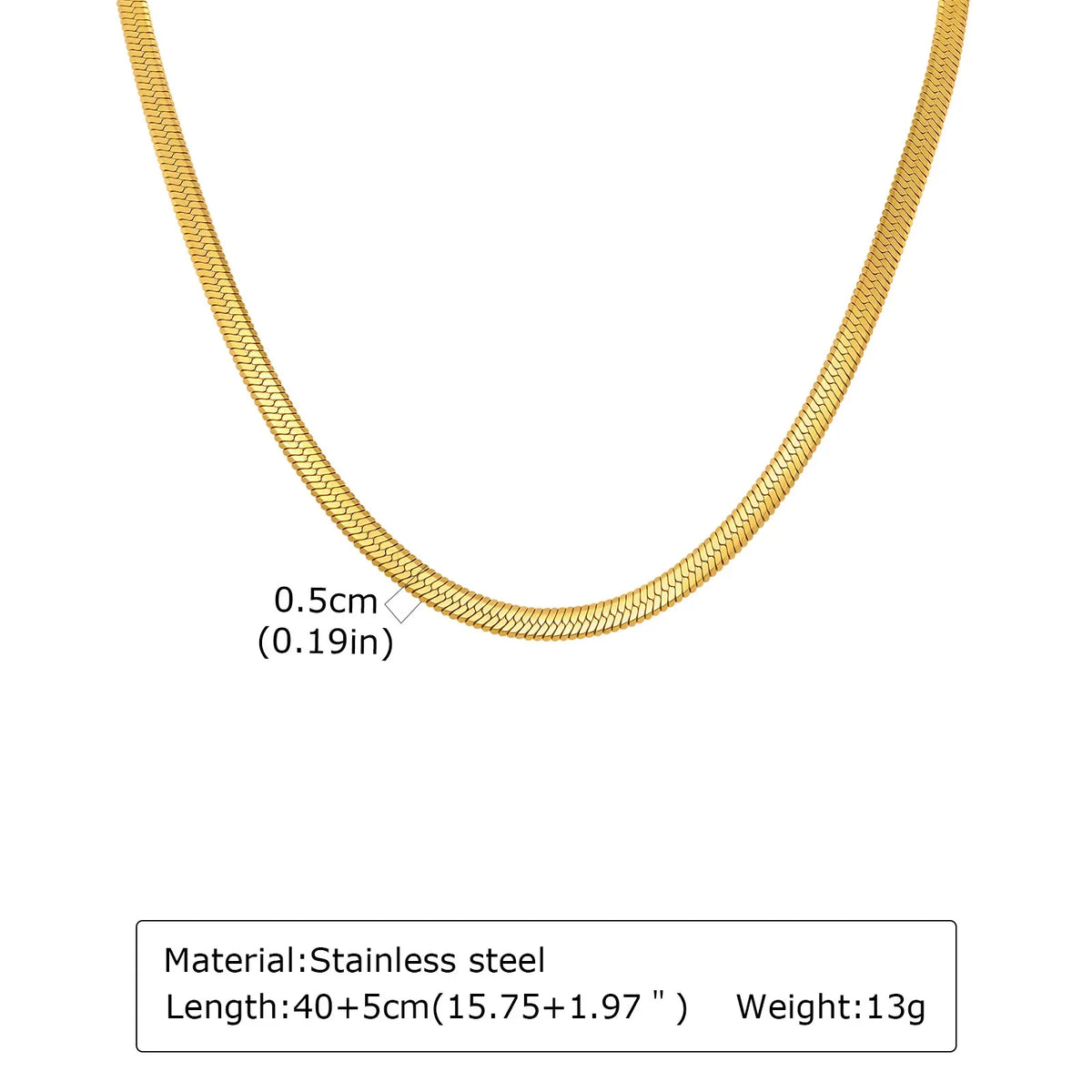 Stainless Steel Snake Chain Necklace for Women Men, Silver Color Herringbone Choker Flat Neck Chain 40-60cm Summer Jewelry