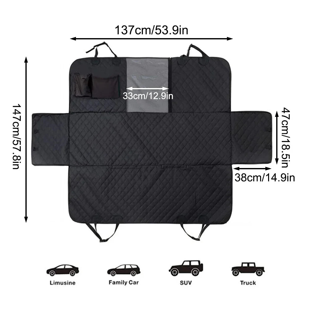 Dog Seat Cover for Back Seat, Waterproof with Mesh Window, Scratch Prevent Anti-slip Dog Bed Car Hammock, Standard