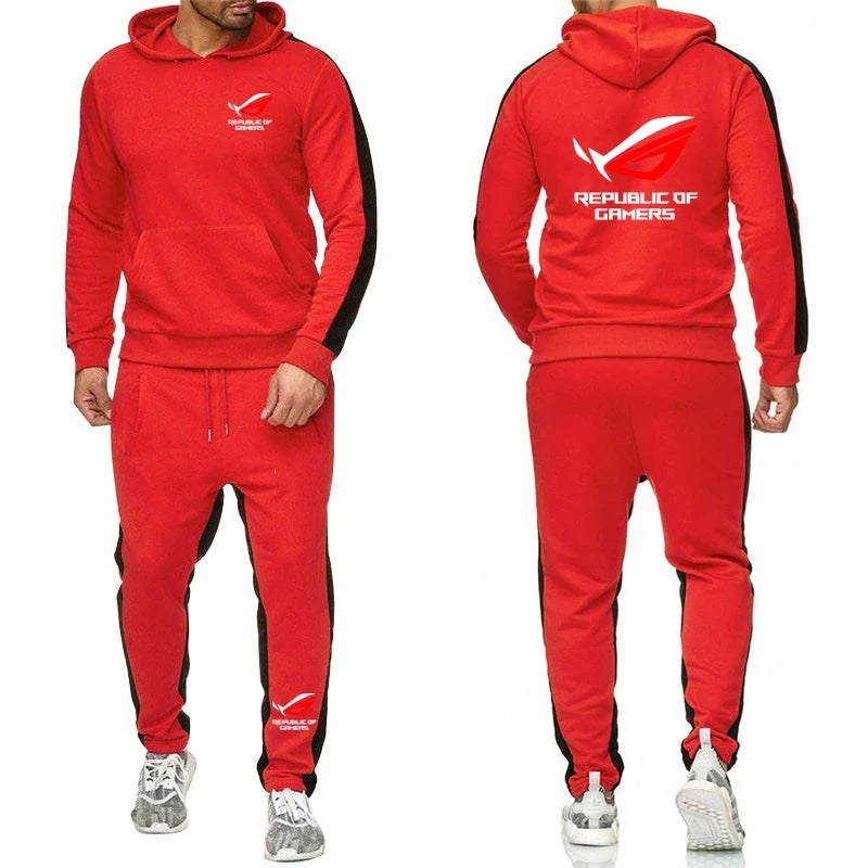 ROG Men's Fleece Tracksuit: Solid Color Jogger Set