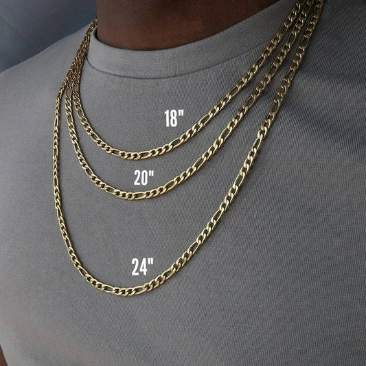 Alizero 18K Gold 4MM Figaro Chain Necklace Fashion Hip Hop Punk