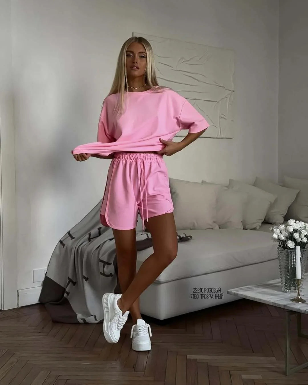 Women's Cotton Two-Piece Short Set Tracksuit