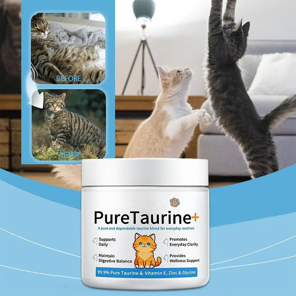 200g Cat Body Health Care Powder 99.9% Pure Taurine VE Zinc Supports Digestion Enhancing Immunity Daily Nutritional Supplements
