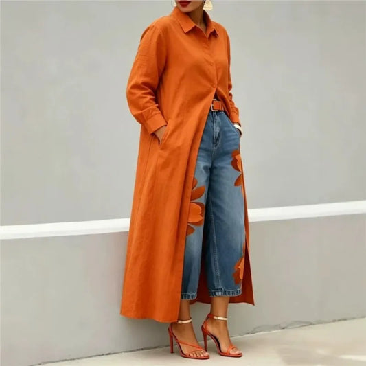 Women's Print High Waist Jeans And Shirts Dress Loose Wide Leg Denim Pants Casual Trendy Trousers And Maxi Dress Women Clothing
