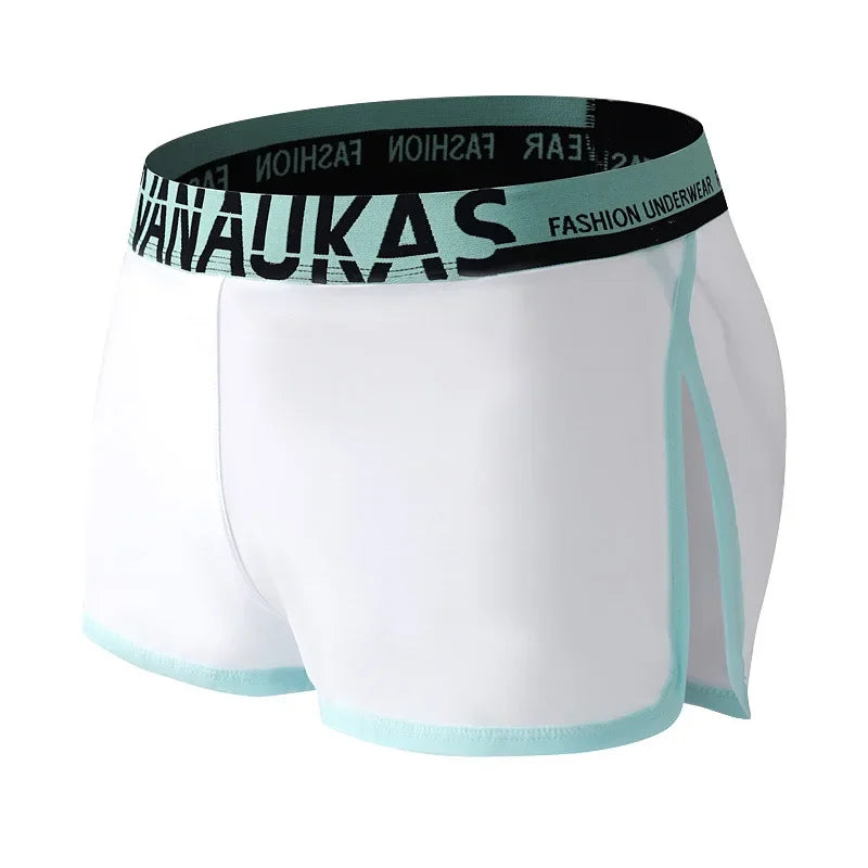 Men's Ice Silk Boxer Shorts Homewear Breathable Wide Side Arrow Pants