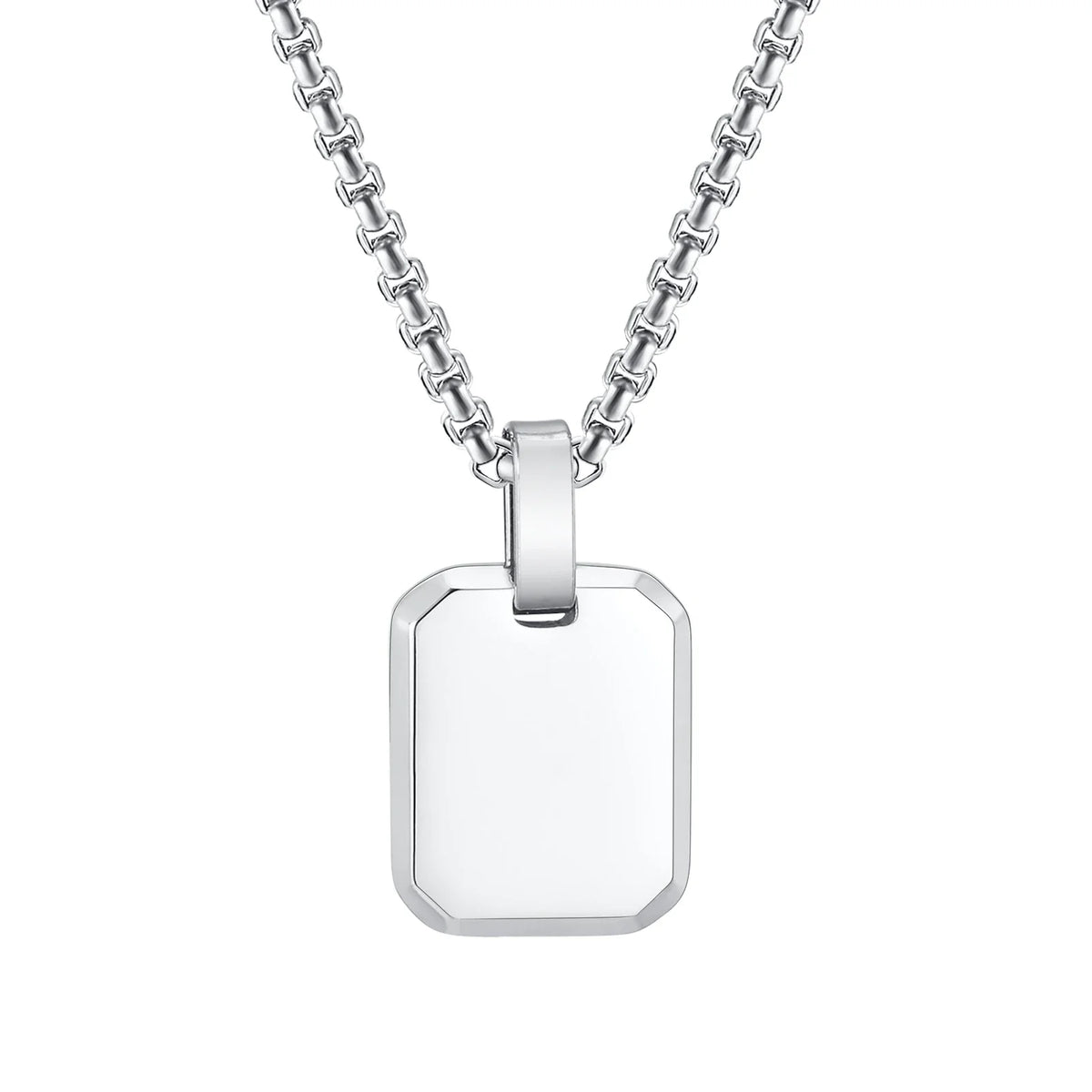 Engrave Square Necklace Personalized Tag ID Pendant, Stainless Steel Gold Plated Jewelry for Women Men Girl Christmas Birthday