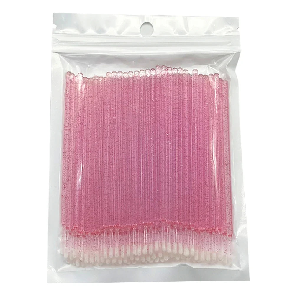 100PCS Micro Swab Applicator Eyelash Cleaning Brush Lash Extension Micro Brushes Cotton Swab Individual Eyelashes Removing Tool