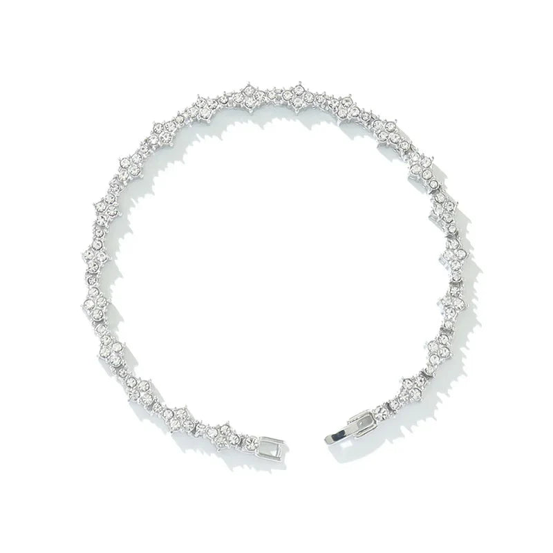 Round Stone Star Cubic Zirconia Bracelet Hip-Hop Jewelry For Men Shiny Elegant Fashion Accessory Classic Gift For Birthday