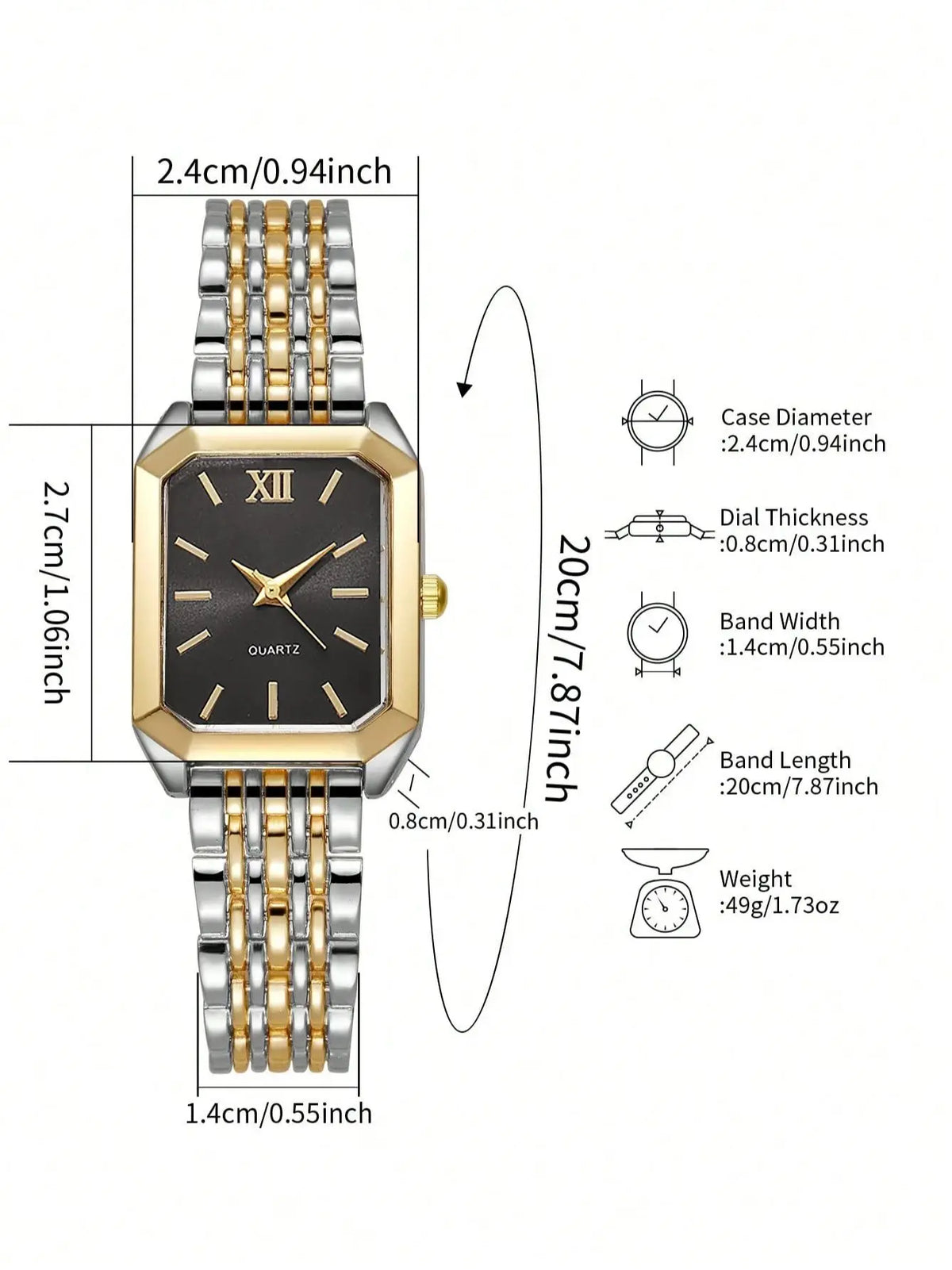 Ladies Quartz Watch Set with Embedded Jewelry Birthday Gift Not including Box Elegant Timepiece And Accessory Combo