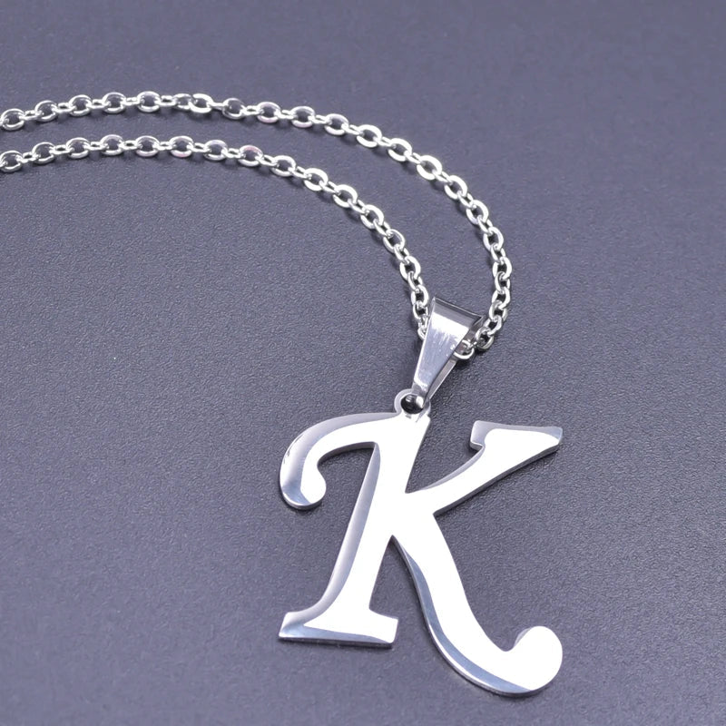 26 Letters Necklace Stainless Steel Initial Necklaces Pendant Big