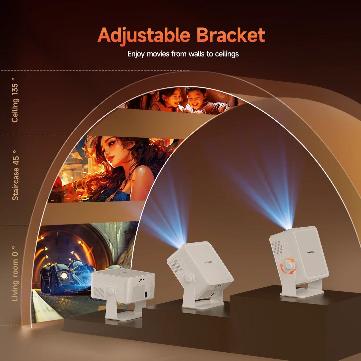Magcubic Portable Outdoor Projector 1100ANSI 1080P Auto Focus 8K Support Android 14 WiFi6 Beam Mini HY450MAX Projector
