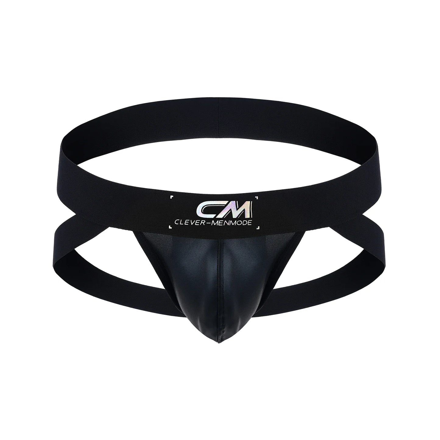 Shiny Metallic Faux Leather Men Erotic Lingerie Jockstrap Wide Waistband Sexy Low Rise Thong PU Underwear Nightclub Party Costum