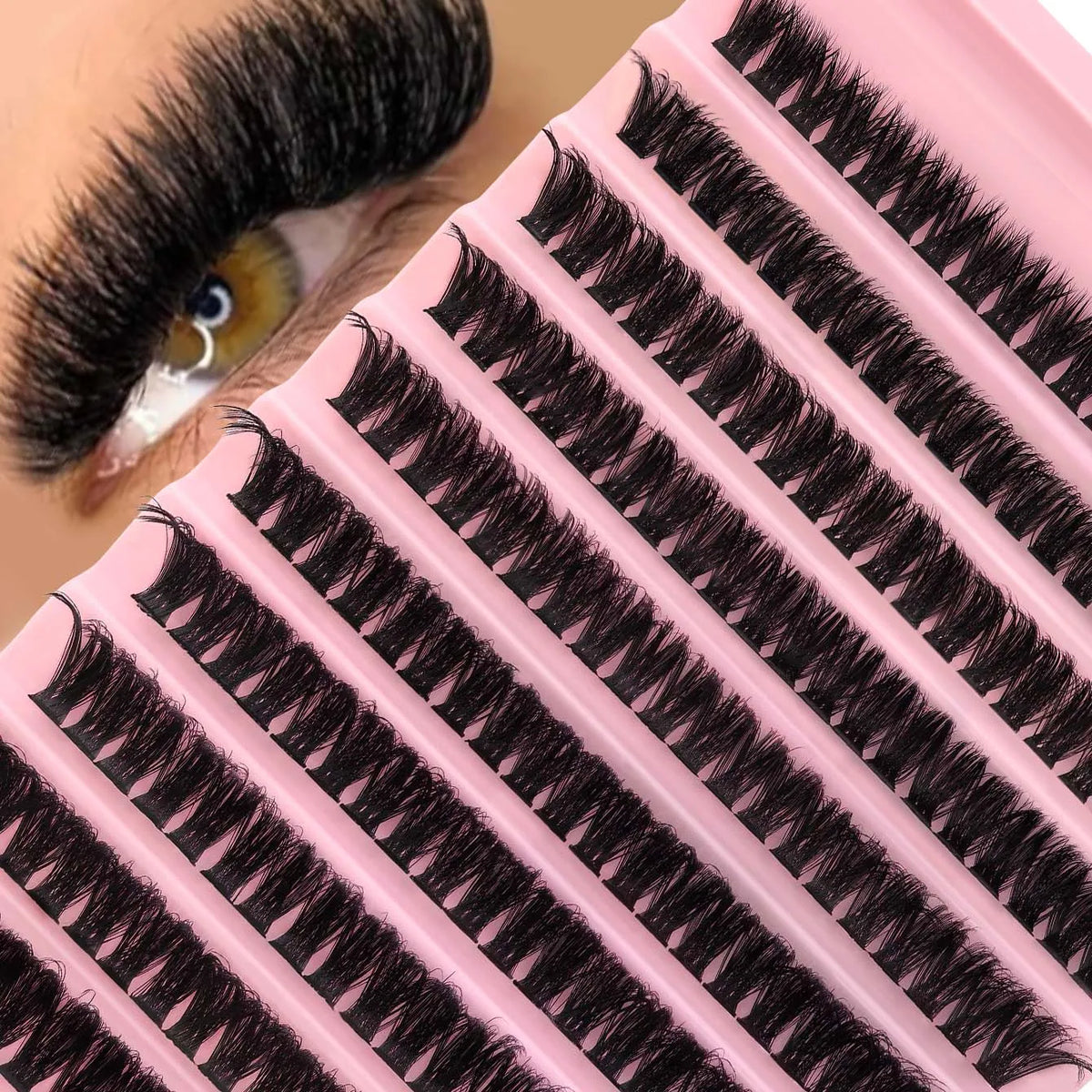 Individual Lashes 8-16mm 200pcs Cluster Lashes Natural Look Mixed Tray DIY Eyelash Extension Volume Lash Clusters Eyelashes Long