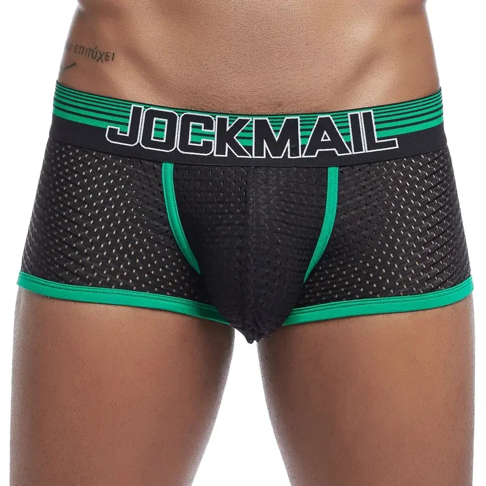 Sexy Men Underwear Boxer Shorts New Trunks Mens Boxershorts Underware Boxers Funny Low Waist Nylon Mesh Breathable Quick Drying