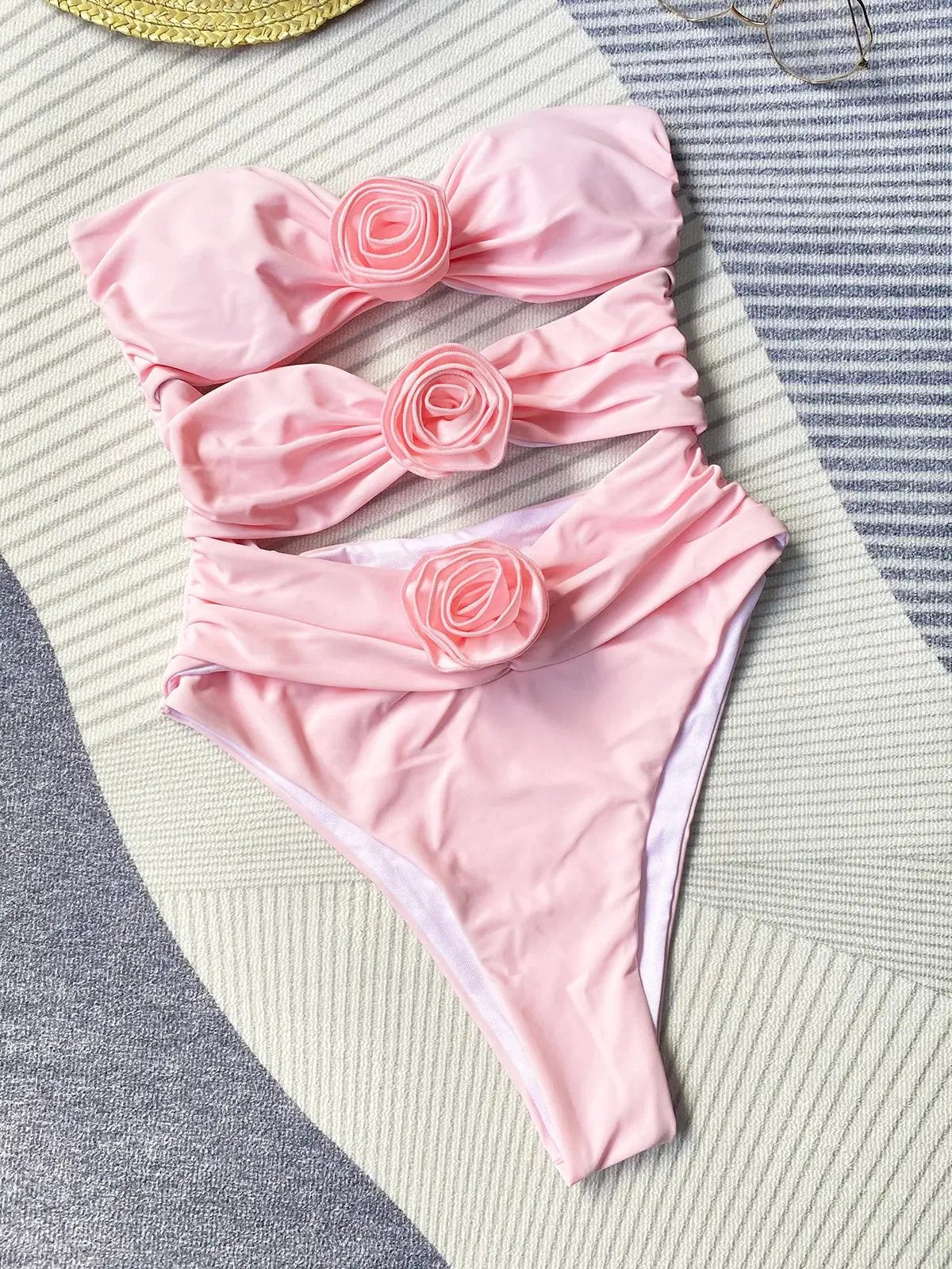 White & Pink One Piece Women's Swimsuit - Flattering Fit, Premium Quality