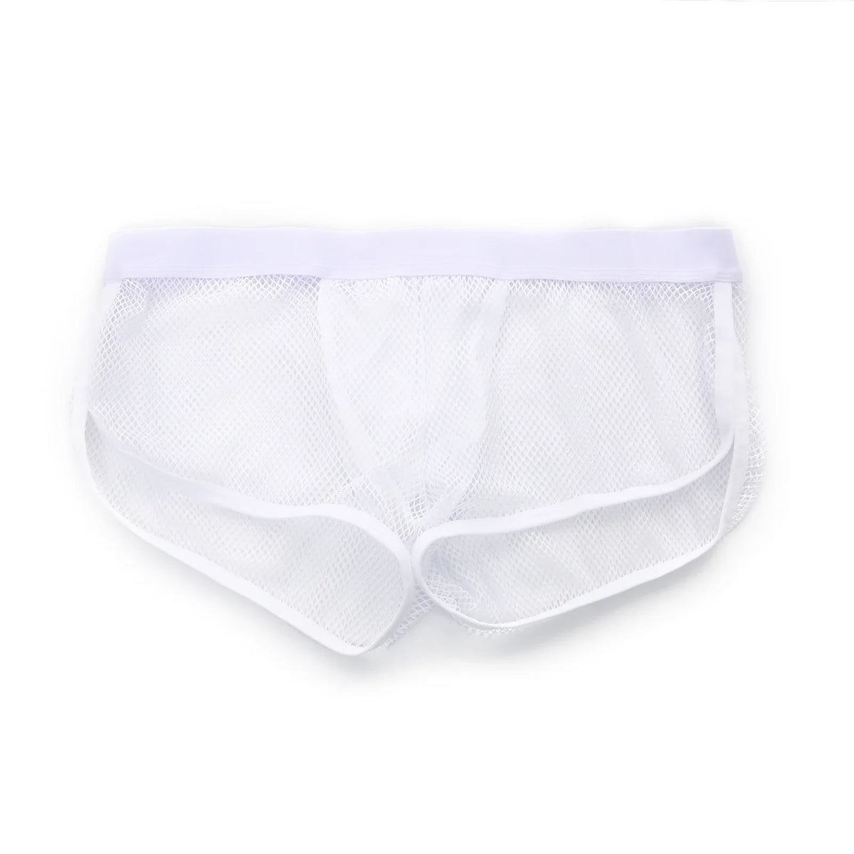 Sexy Man Boxers Transparent Mesh Underwear Men's Inner Pouch Panties Side Split See Through Boxer Shorts Boxershorts Underpants