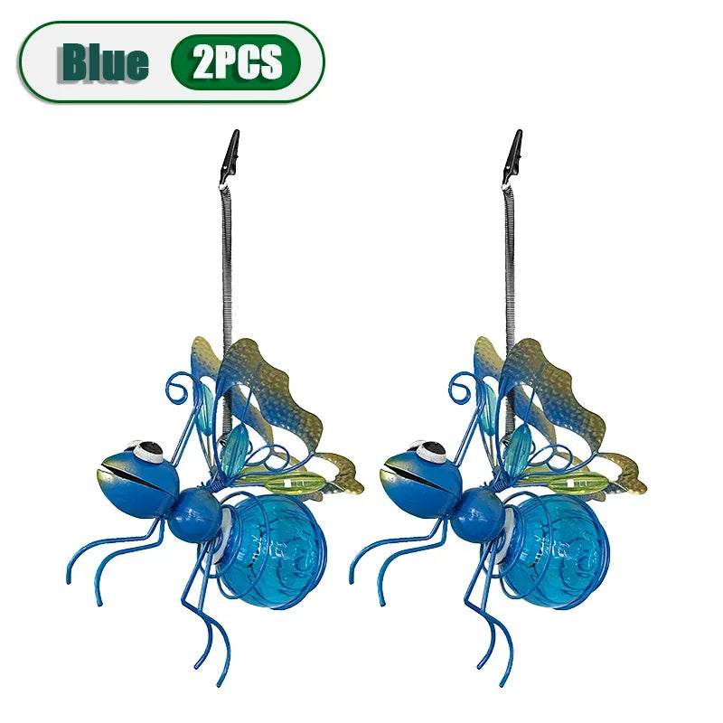 5PCS Solar-Powered Hanging Metal Ladybug Light Garden Decor Lady Sculpture with Bouncy Springs Summer Outdoor Art Decorations
