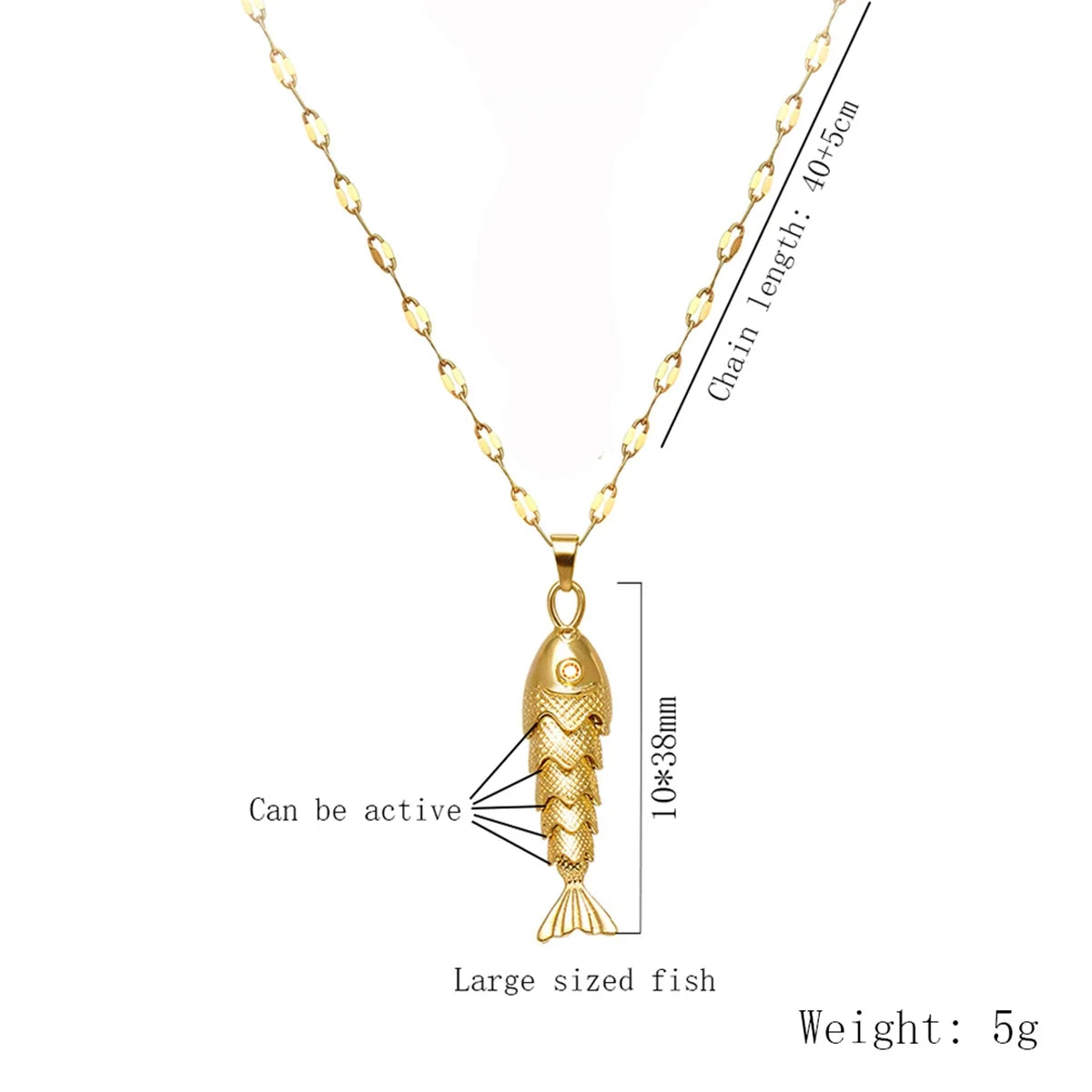 Trendy Gold-Plated Retro Personality Agile Small Fish Necklace for Women Anti-Allergic Fashionable Jewelry Accessory