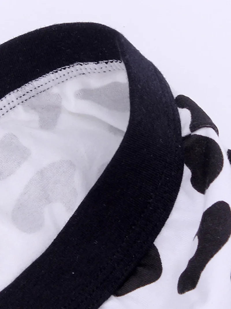 Men Sports Boxers Underwear Underpants Sport Black L XL XXL Cartoon Cow Printing Ventilate Fashion Fitness Casual Comfortable