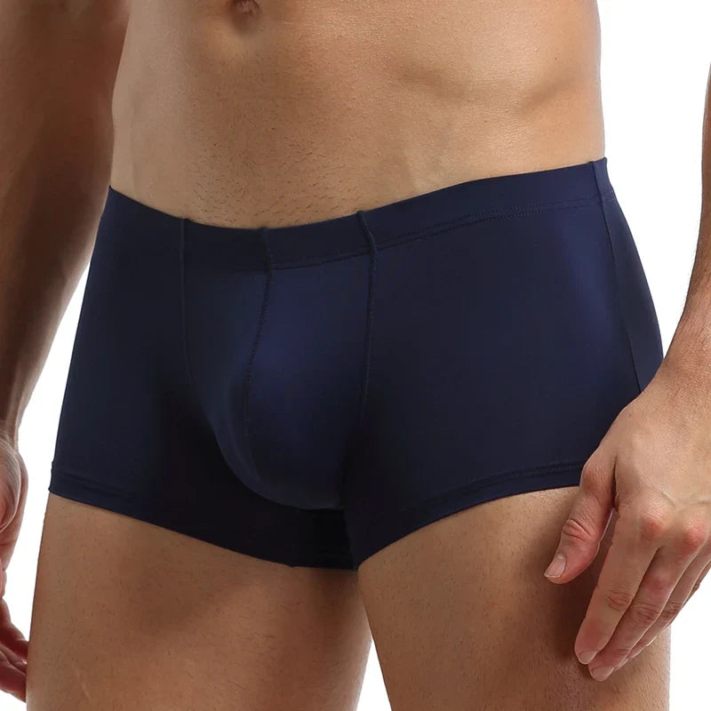 Men's Ice Silk Boxers Breathable Panties Male Large Ultra Thin Boxer Shorts Sexy Underwear