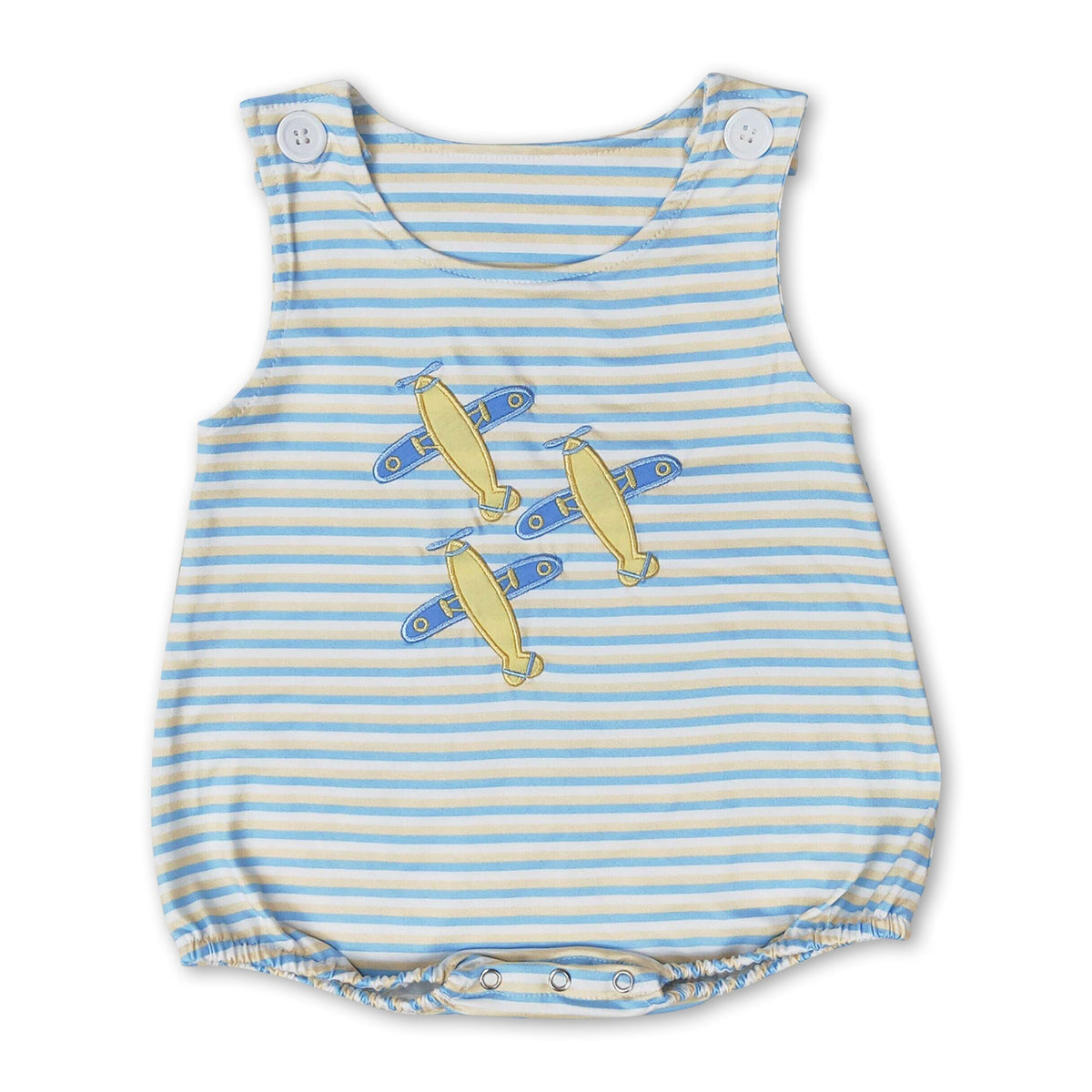 Sleeveless stripe airplane baby boys romper