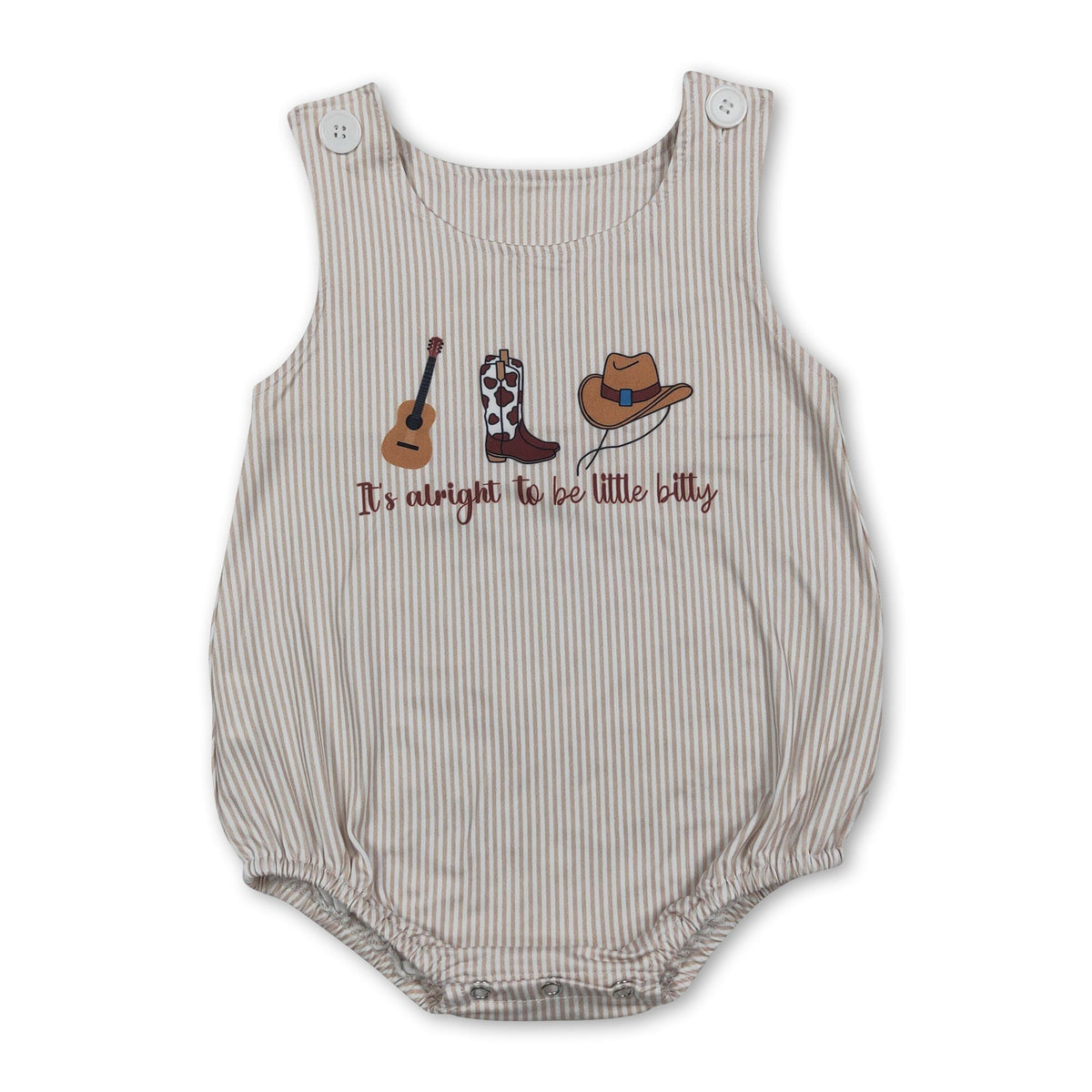 Sleeveless stripe it's alright to be little bitty western baby romper