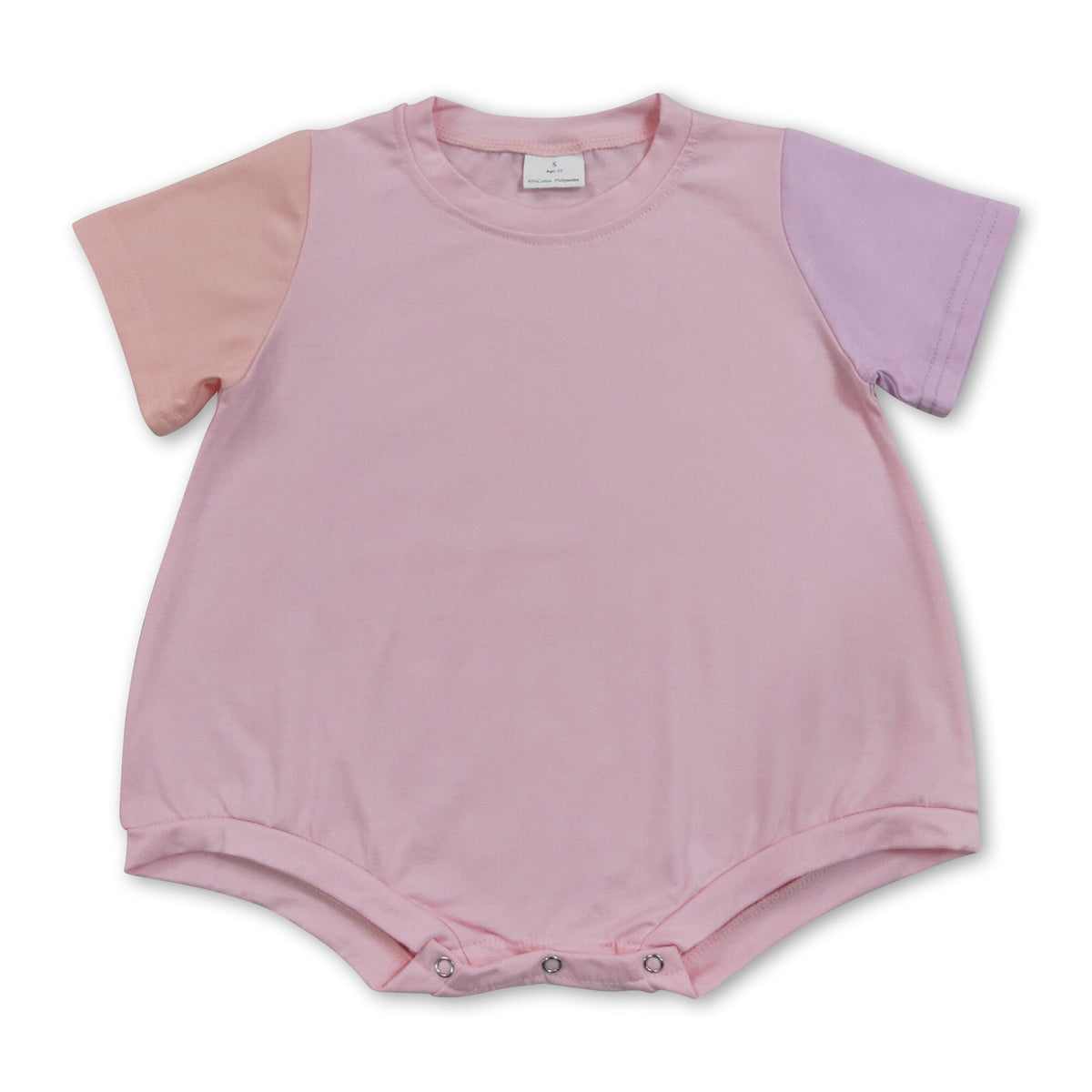 Short sleeves cotton pink baby girls summer romper
