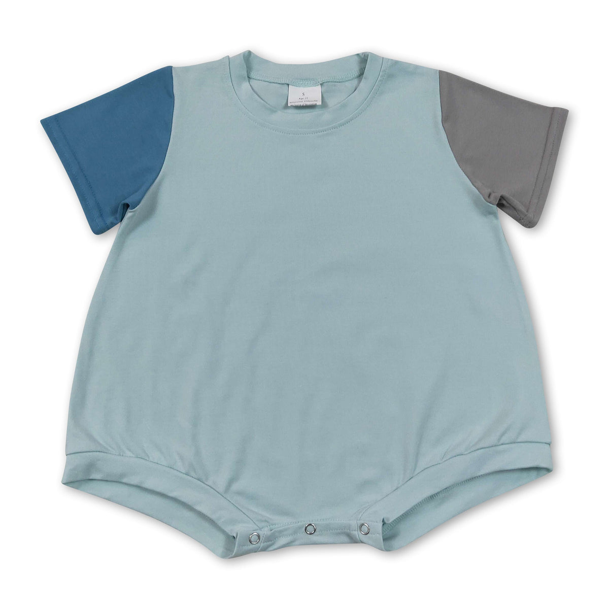 Blue grey short sleeves cotton baby boy summer romper