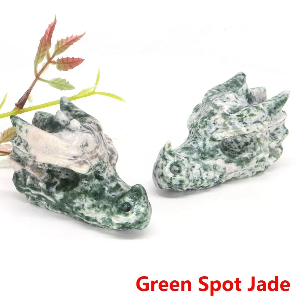 Dragon Head Statue Natural Gemstone Jade