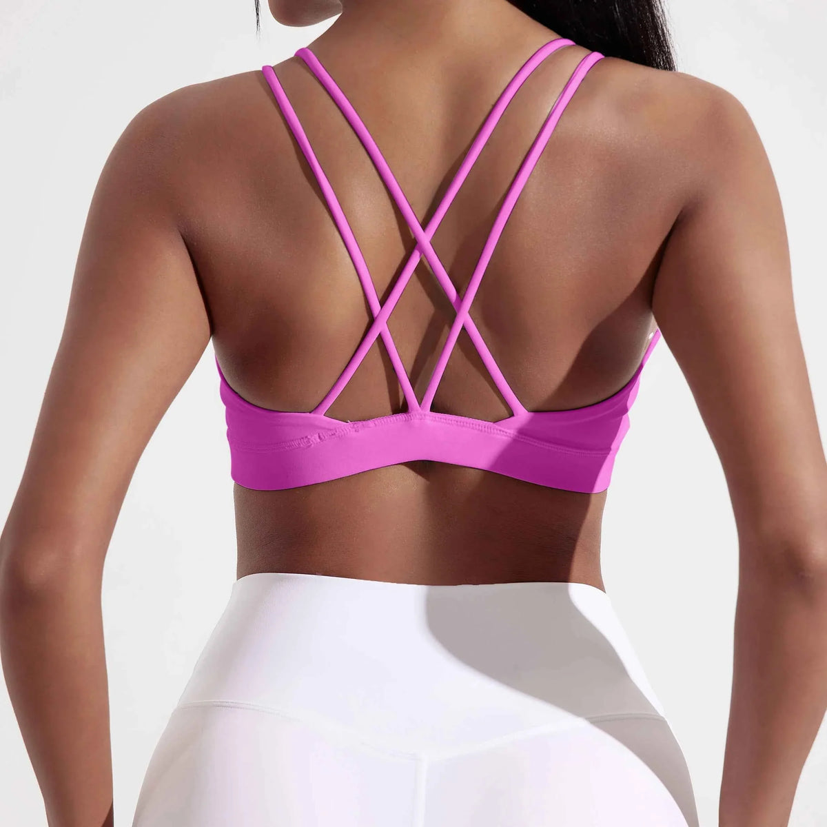 Solid Color Cross Fitness Bra with Chest Pad