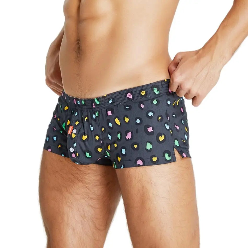 SEOBEAN 100% Cotton Boxers Printed Men's Underwear Boxer Shorts Arrow Panties Home Underpants Shorts Men Pajama Sleep Bottoms
