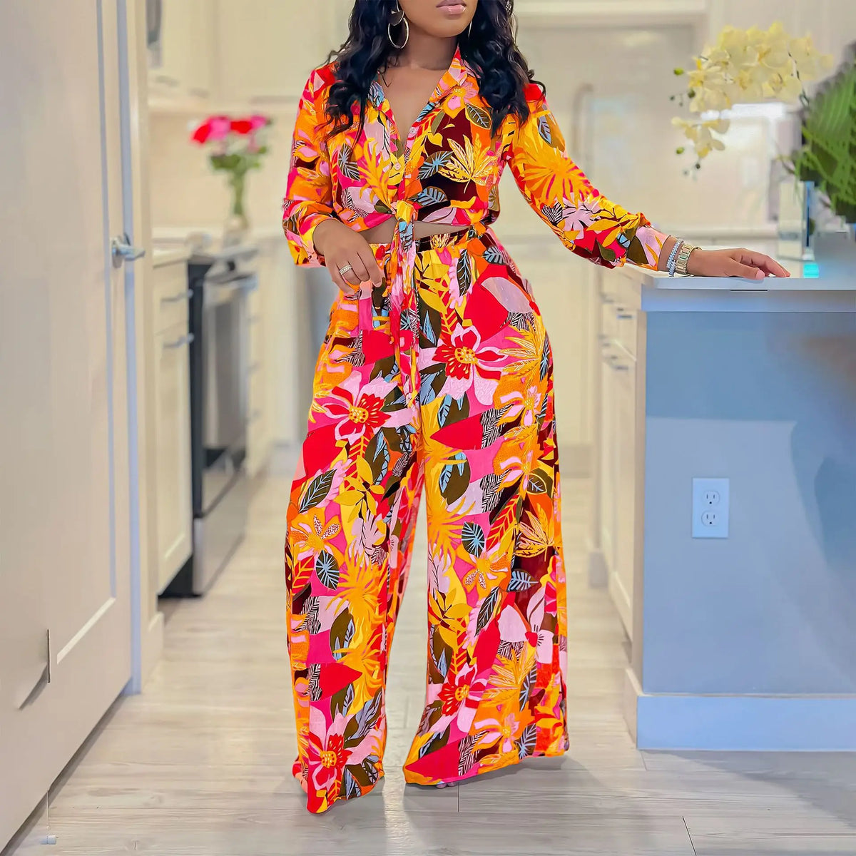 Spring Summer New Long Sleeved Printed Suit for Women Fashion Lapel