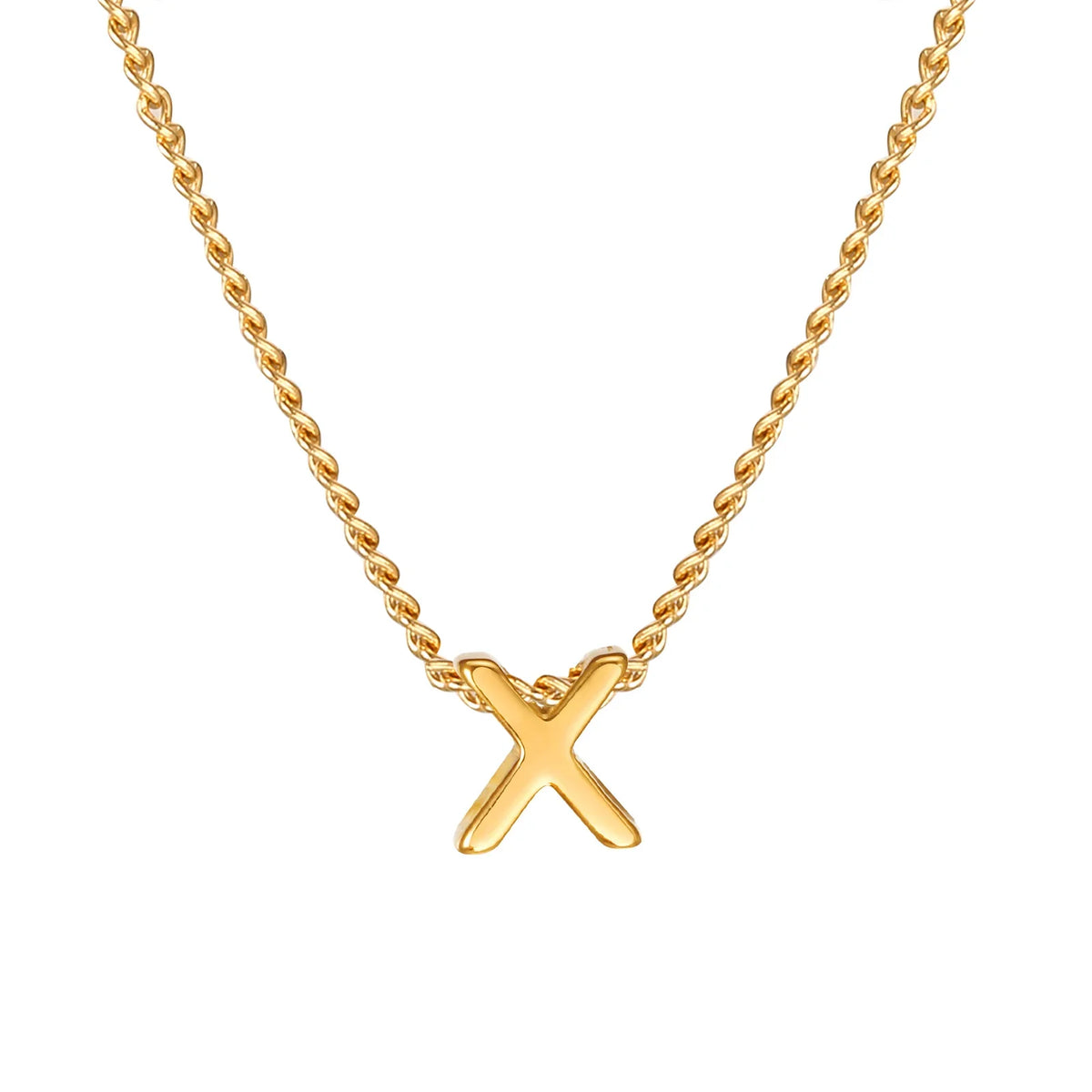 Vnox Chic Tiny A-Z Letters Necklaces for Women Girls, Gold Color Stainless Steel Initial Chokers,Small Pendent Necklaces Jewelry