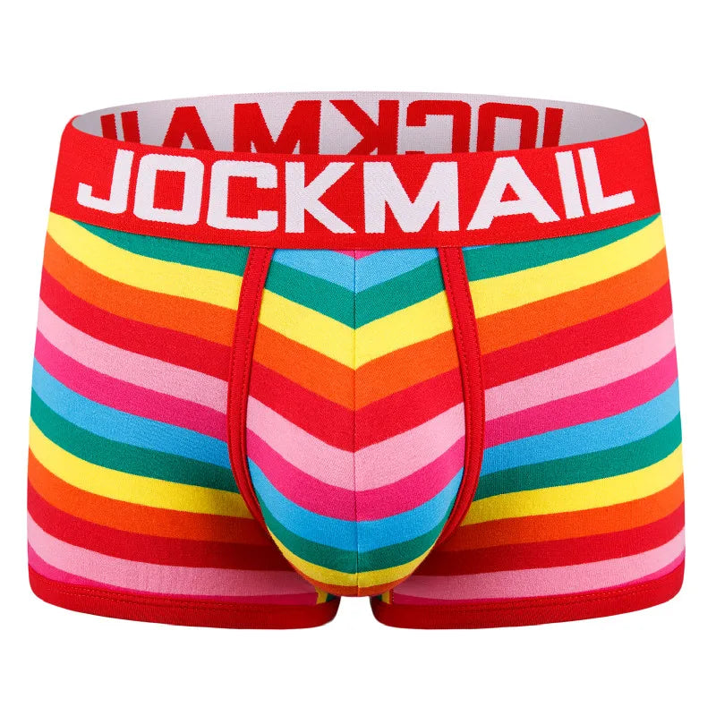 Underwear Men Boxers Shorts Cotton Breathable Cuecas Masculinas Calzoncillos Hombre Slips Underpants Rainbow Stripes Night Wear