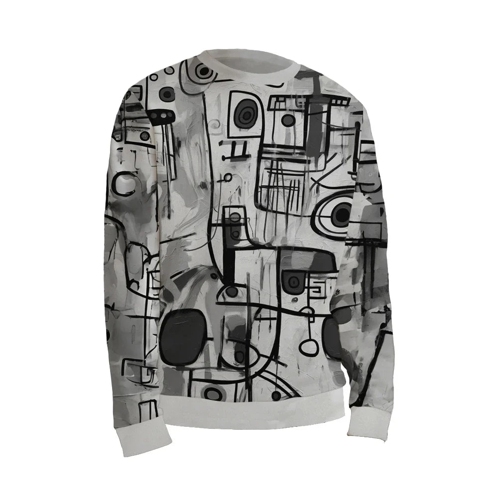 Graffiti Men's Street 3D Printed Pullover Sweatshirt Holiday Vacation Going out Sweatshirts Yellow Purple Crew Neck Print Hoodie