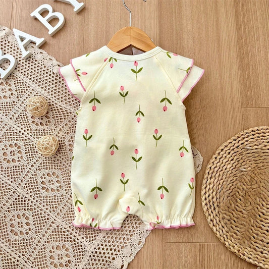 2025 baby girl rompers summer short sleeve clothing cotton Girls Onesies toddlers clothes infant newborn overalls kids homewear