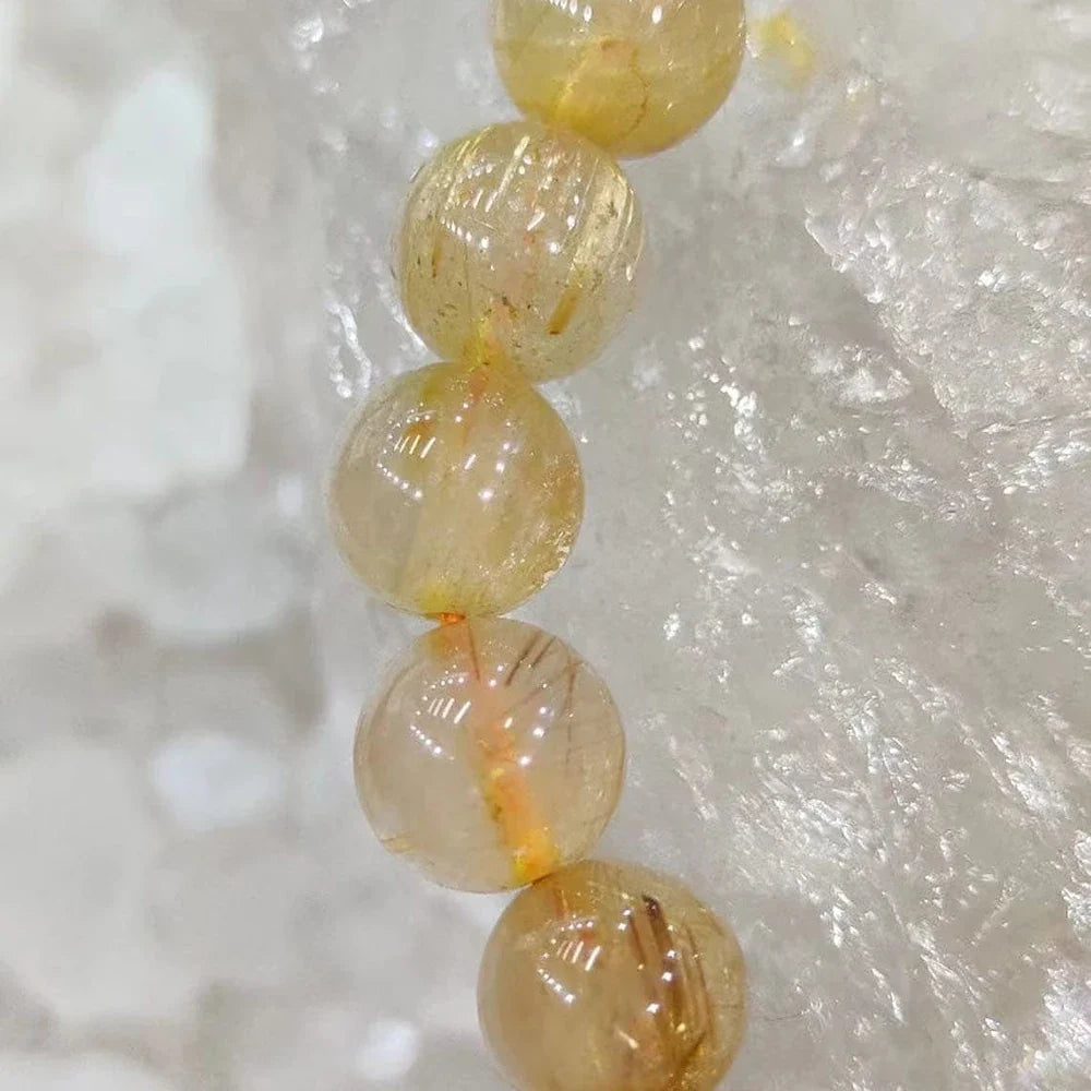 Ruberthen New Design AA Grade Natural Golden Rutilated Quartz Stone Bracelet Natural Rutile Metaphysical Confidence Jewelry