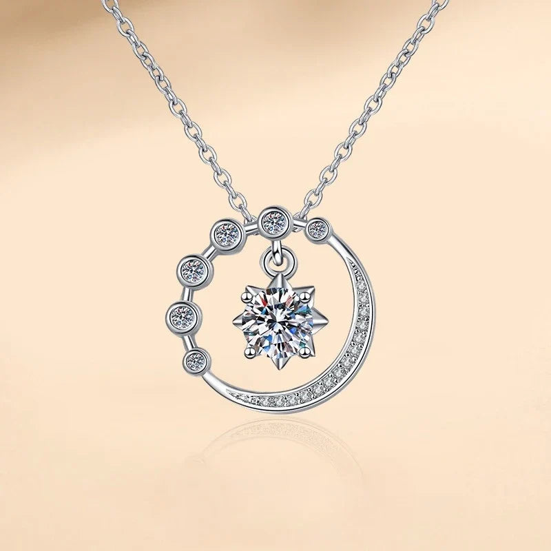 925 Sterling Silver Necklace Pendant Shining Zircon for Women Wedding Jewelry Engagement Charm Party Gift