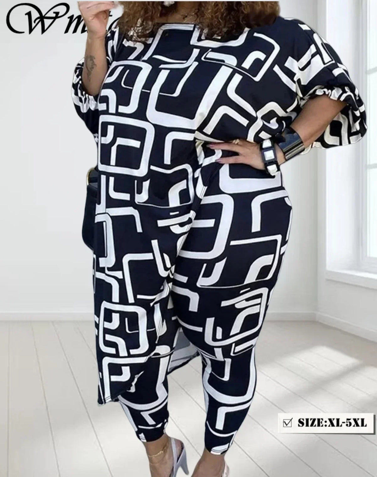 Wmstar Women Two Piece Set Plus Size Fall Clothes Casual Long Sleeve Shirt Suit Wide Leg Pants Outfits Wholesale Dropshipping