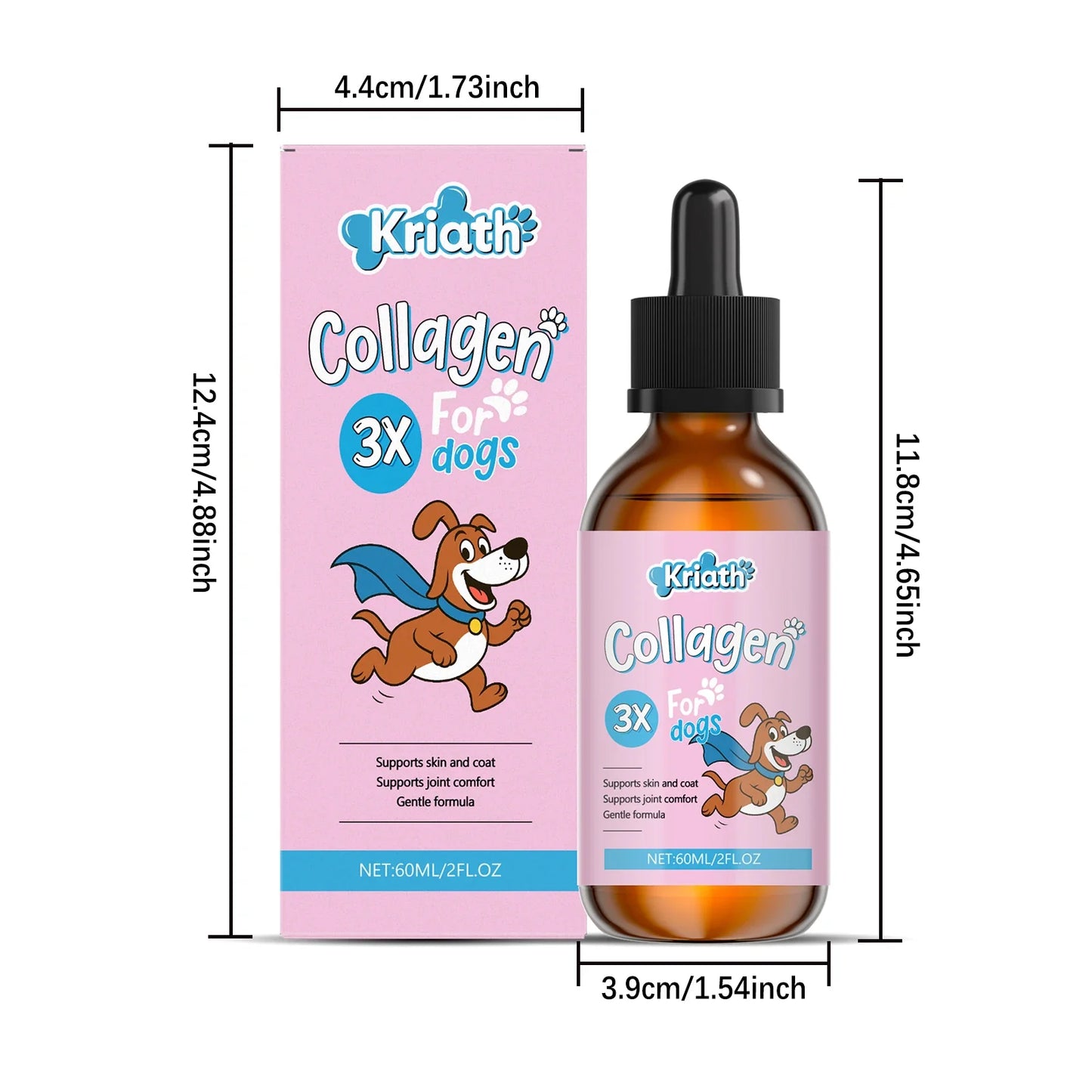 60ML Collagen Pet Care Drops Gentle Formula Improve Pets Hair & Skin Health Daily Nutritional Supplement Dog Care Liquid Drops