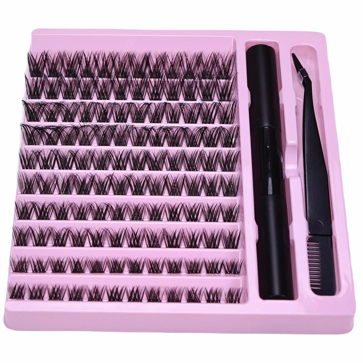 Wispy D Curl Cluster Lashes DIY Complete Kit with Bond & Tweezers Soft Natural Nude Daily & Dramatic Cosplay Eye Looks