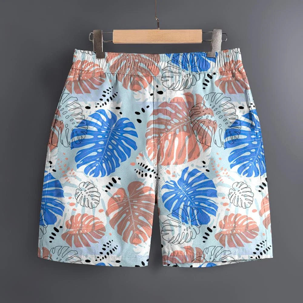 Men's Hawaiian 3D Plant Summer Pattern Beach Shorts Quick Dry Outdoor Casual Sports Shorts Fashion Men's Shorts