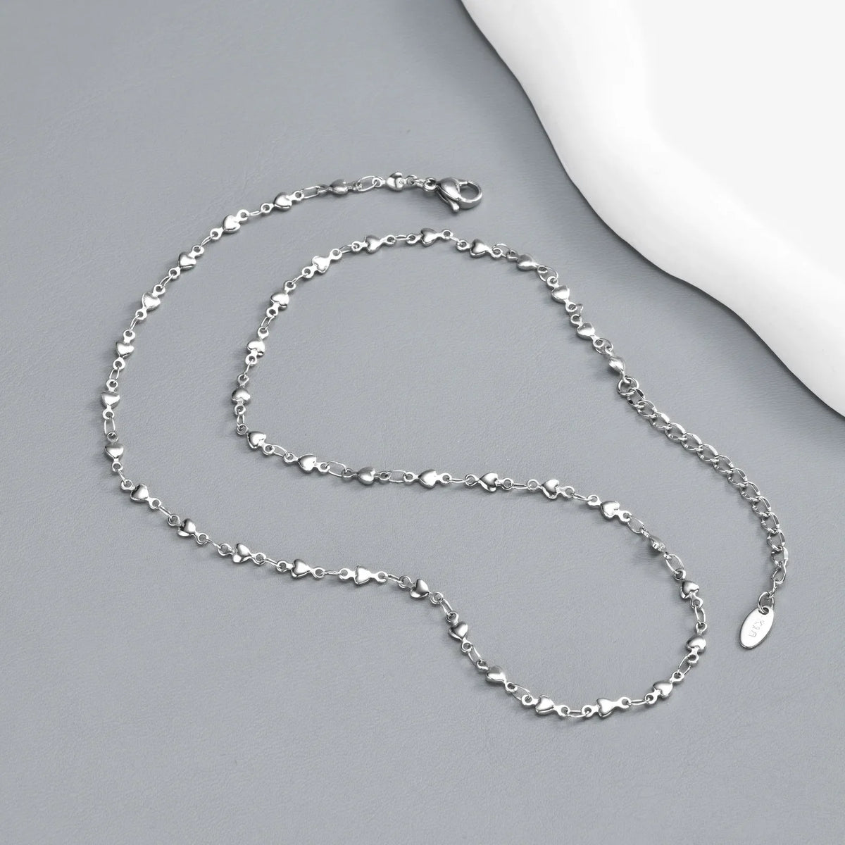 Vnox Minimalist Heart Link Chain Necklace Trendy Stainless Steel Stacked Clavicle Chain Party Daily Jewelry