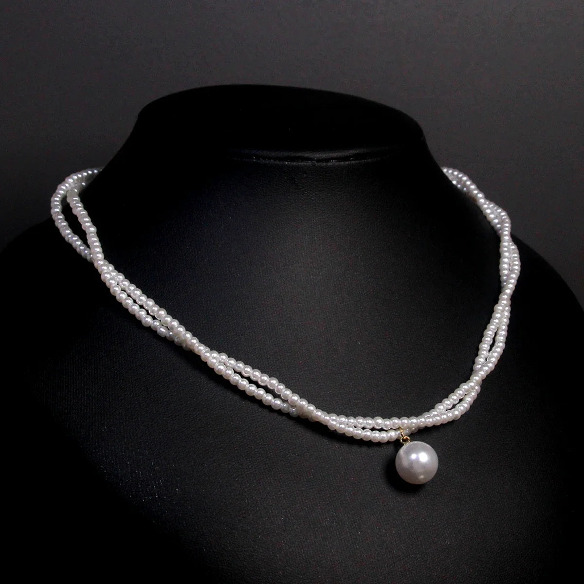 New Women's Fashion Pearl Necklace French Vintage Pearl Necklace Double Lock Bone Chain Collar Jewelry Accessories