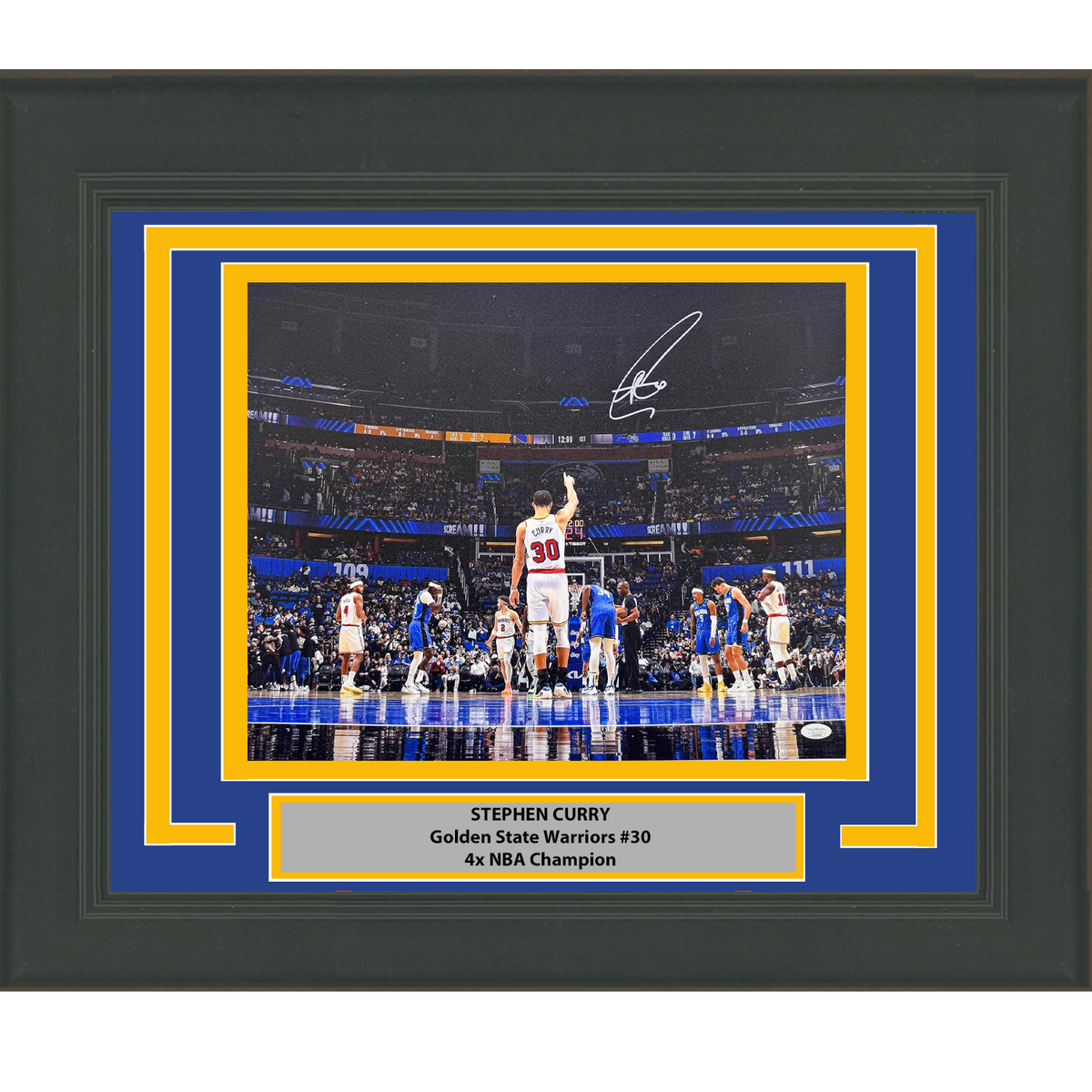 Framed Autographed/Signed Stephen Steph Curry Golden State Warriors 16x20 Basketball Photo JSA COA