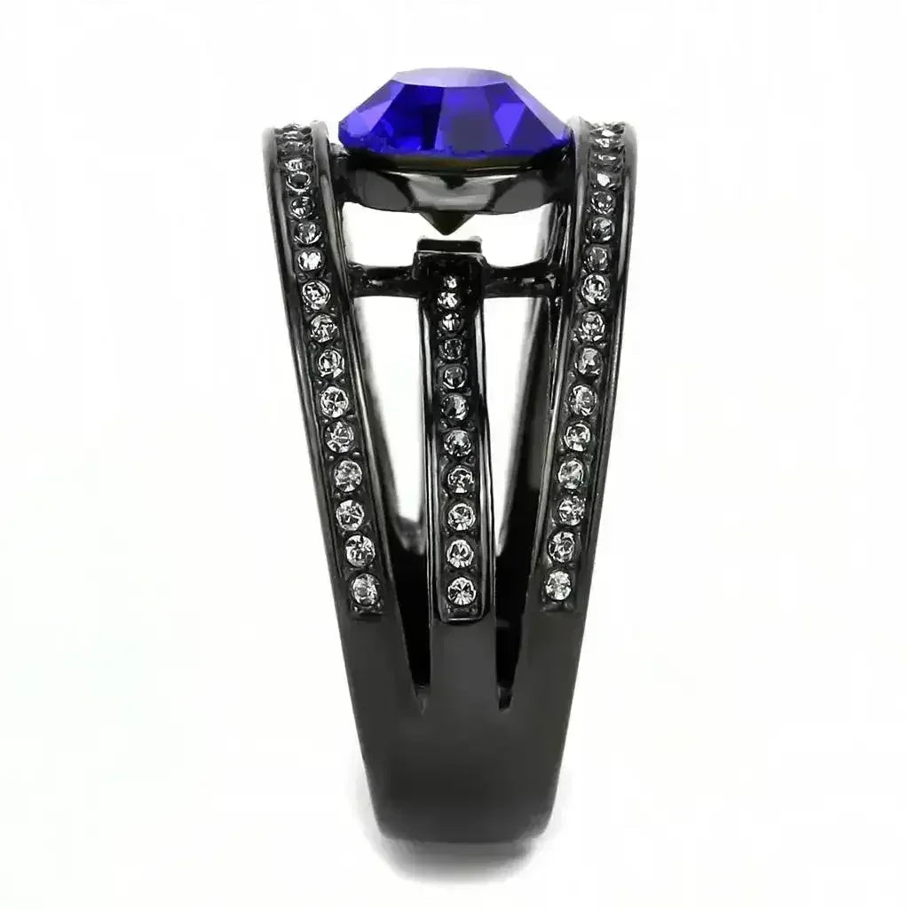 TK3453 - IP Light Black (IP Gun) Stainless Steel Ring with Top Grade