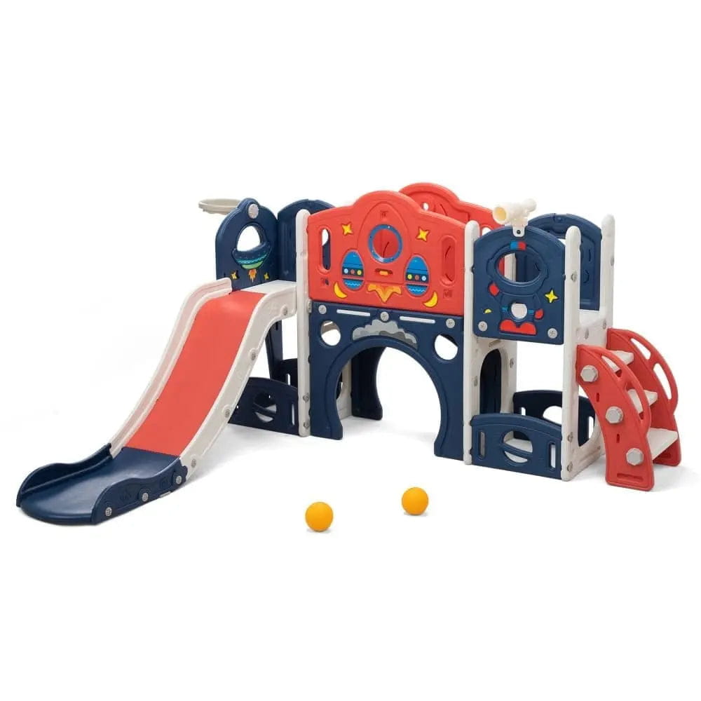 TOBBI & NYEEKOY 9-in-1 Large Rocket-Themed Toddler Climber Slide