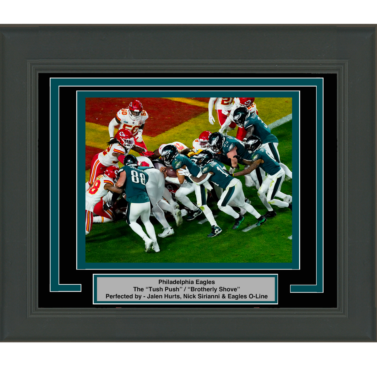 Framed Philadelphia Eagles The Tush Push / Brotherly Shove 8x10 Football Photo Professionally Matted