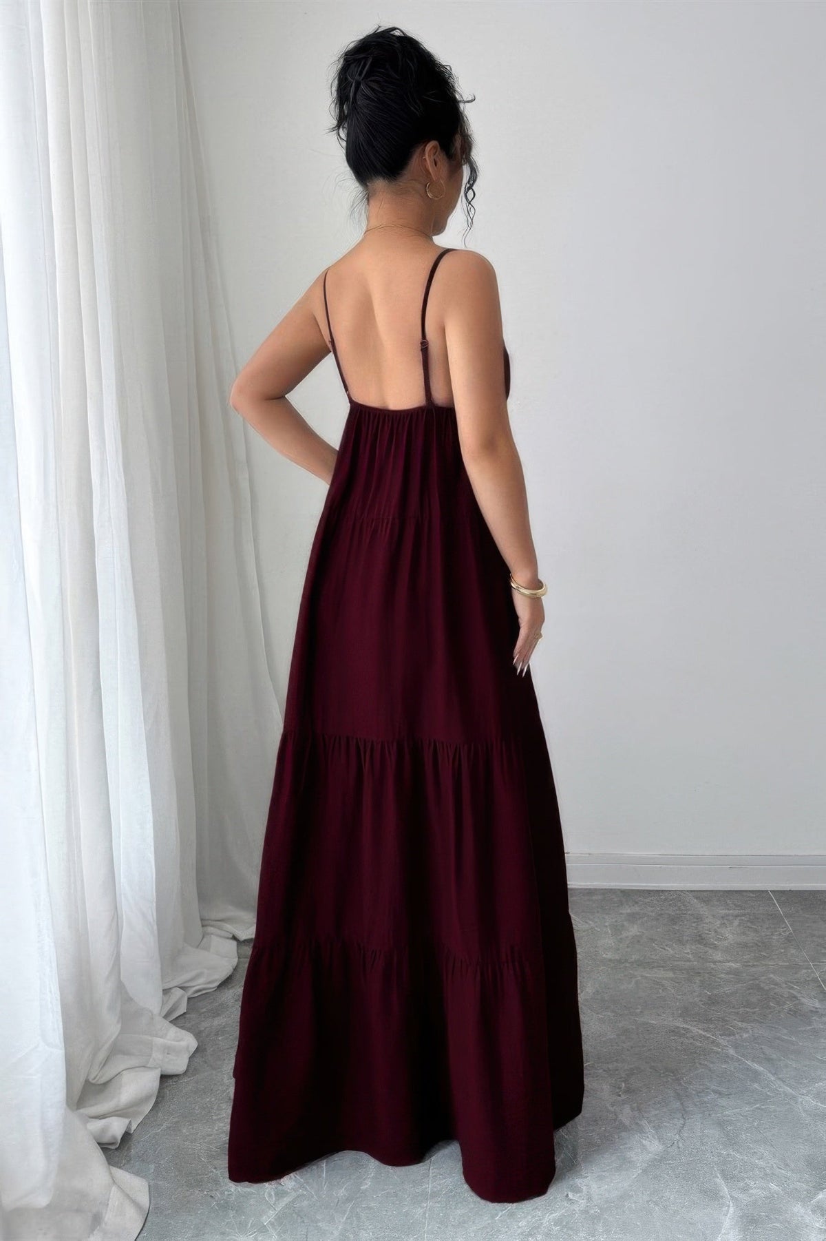Sleeveless Elegant Suspender Aline Maxi Dress