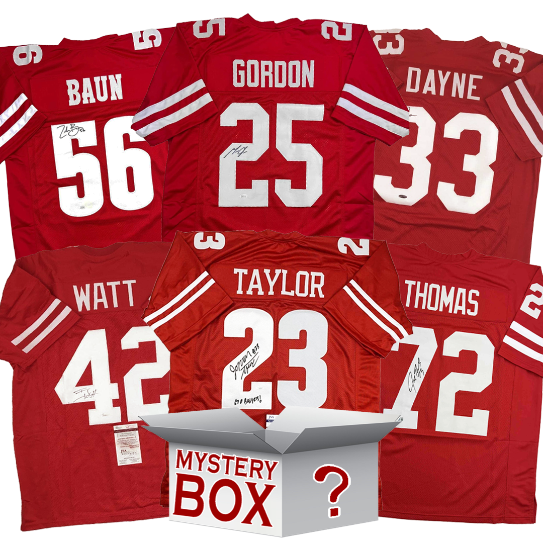 Autographed/Signed University of Wisconsin College Football Jersey Mystery Box with PSA JSA or Beckett COA