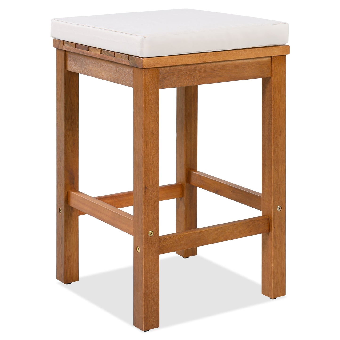 5 Piece Outdoor Bar Set with Acacia Wood Table & Cushioned Stools